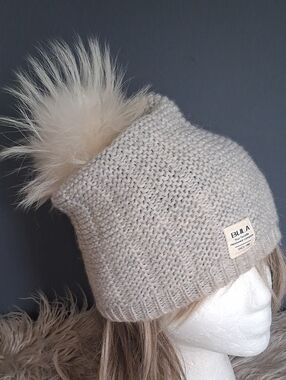 BULA Wool Winter Hat With Blue Fox Pompom